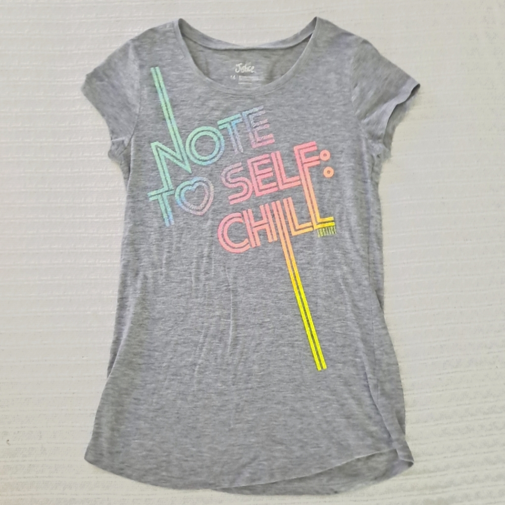 Justice Gray Blue Pink and Yellow Shirt